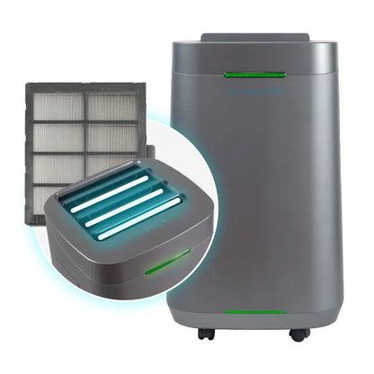 Purificador de aire de grafeno Air Essence™ Eco Plasma LCD ESP Graphene, 60 m², filtro ESP de grafeno no consumible, esterilizador UVC, gris