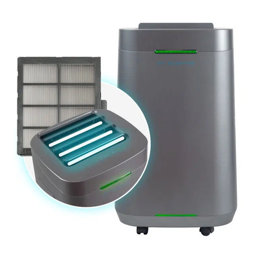 Purificador de aire de grafeno Air Essence™ Eco Plasma LCD ESP Graphene, 60 m², filtro ESP de grafeno no consumible, esterilizador UVC, gris