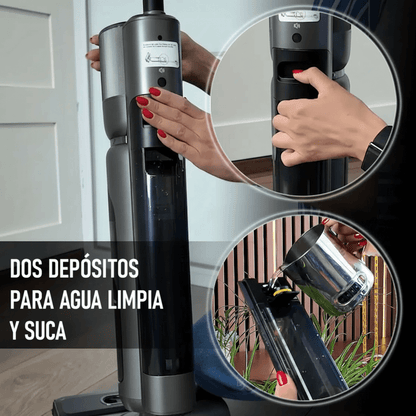 Aspirador inalámbrico con función de limpieza, con base y motor automático Air Essence™ Monsun Drive Jet