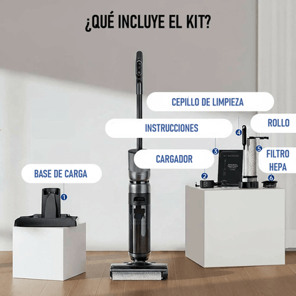 Aspirador inalámbrico con función de limpieza, con base y motor automático Air Essence™ Monsun Drive Jet