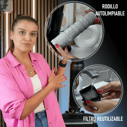 Aspirador inalámbrico con función de limpieza, con base y motor automático Air Essence™ Monsun Drive Jet