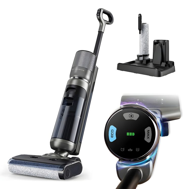 Aspirador inalámbrico con función de limpieza, con base y motor automá ...